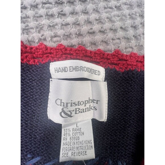 Vtg NOS  Christopher & Banks Embroidered Cardigan USA Sz L Grandmacore Patriotic - Picture 3 of 9